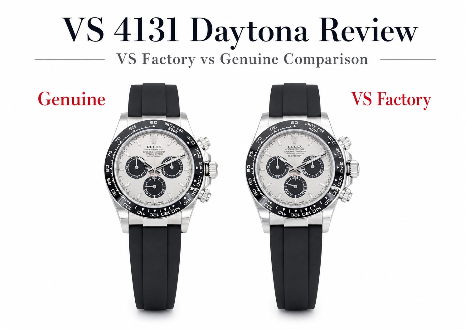 VS Factory Daytona 126519LN 4131 Review: Genuine Comparison, Case, Movement, Weight and Oysterflex Details