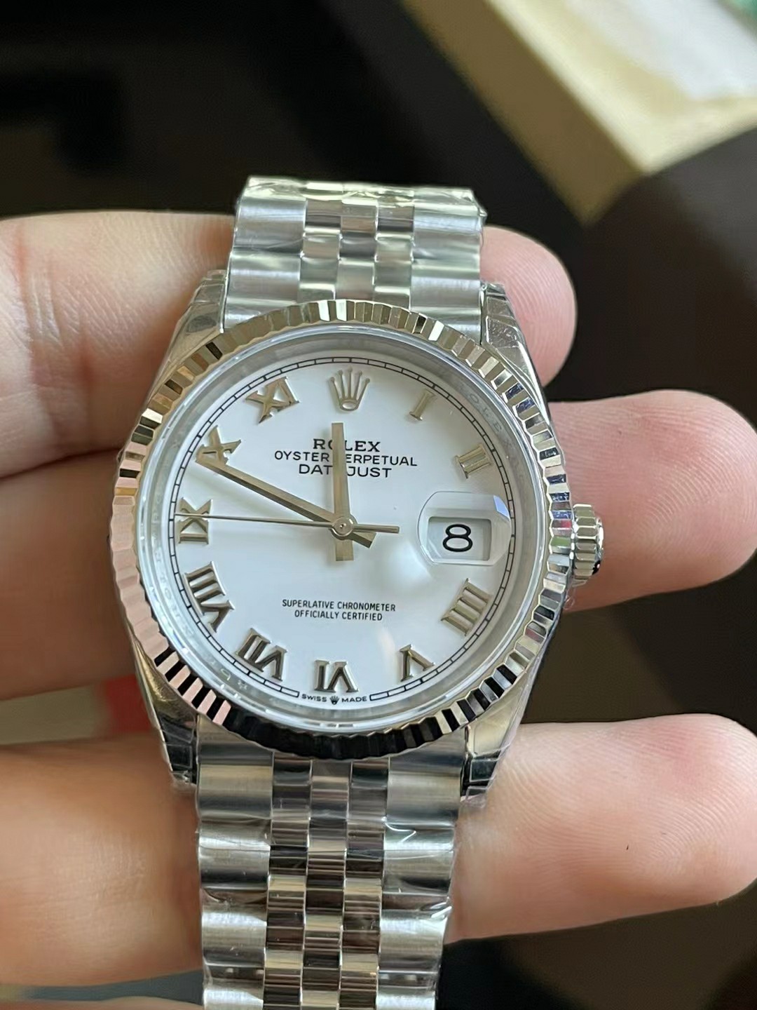 a1670579667947_7610-1.jpg VS Factory Rolex Datejust 36mm White Roman Dial (126234) 1:1 Super Clone – DD3235 Movement - Image 1