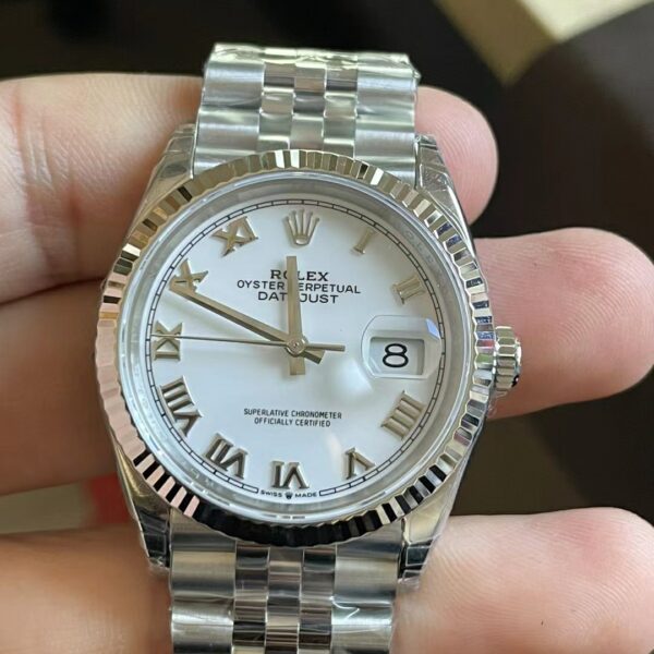 VS Factory Rolex Datejust 36mm White Roman Dial (126234) 1:1 Super Clone – DD3235 Movement