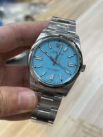 VS Factory Rolex Oyster Perpetual 41mm Turquoise “Tiffany” Blue Dial Smooth Bezel Oyster Bracelet (124300) 1:1 Super Clone – VS3230 Movement - Image 3