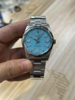 VS Factory Rolex Oyster Perpetual 41mm Turquoise “Tiffany” Blue Dial Smooth Bezel Oyster Bracelet (124300) 1:1 Super Clone – VS3230 Movement - Image 4
