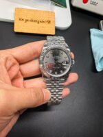 VS Factory (V2) Rolex Datejust 41mm Sunburst Slate Diamond Dial Fluted Bezel Jubilee Bracelet (126334) 1:1 Super Clone – DD3235 Movement - Image 3
