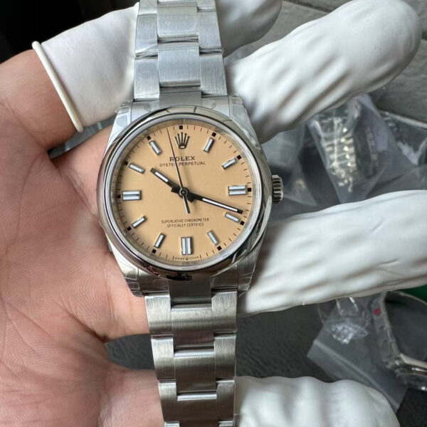 VS Factory Rolex Oyster Perpetual 36mm Candy Pink Lacquer Dial Smooth Bezel Oyster Bracelet (126000) 1:1 Super Clone – DD3230 Movement