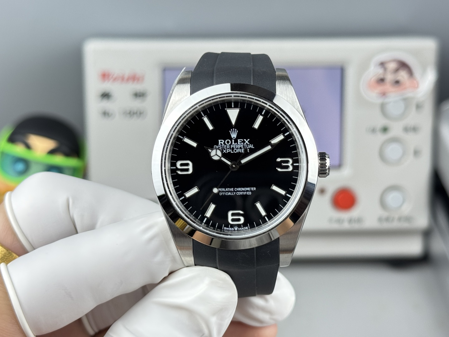 cmp_i1763827510159_9793_0_0-1.jpg VS Factory Rolex Explorer 39mm Black “3-6-9” Dial Smooth Bezel Oysterflex Strap (214270 Custom) 1:1 Super Clone – DD3230 Movement - Image 1