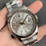 VS Factory Rolex Datejust 41mm Silver Sunburst Dial Fluted Bezel Oyster Bracelet (126334) 1:1 Super Clone – DD3235 Movement - Image 3