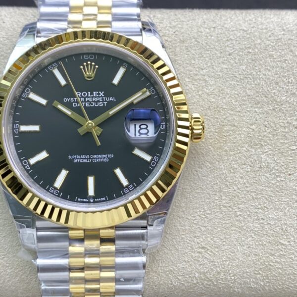 VS Factory Rolex Datejust 41mm Two-Tone Yellow Gold Green Dial Fluted Bezel Jubilee Bracelet (126333) 1:1 Super Clone – DD3235 Movement
