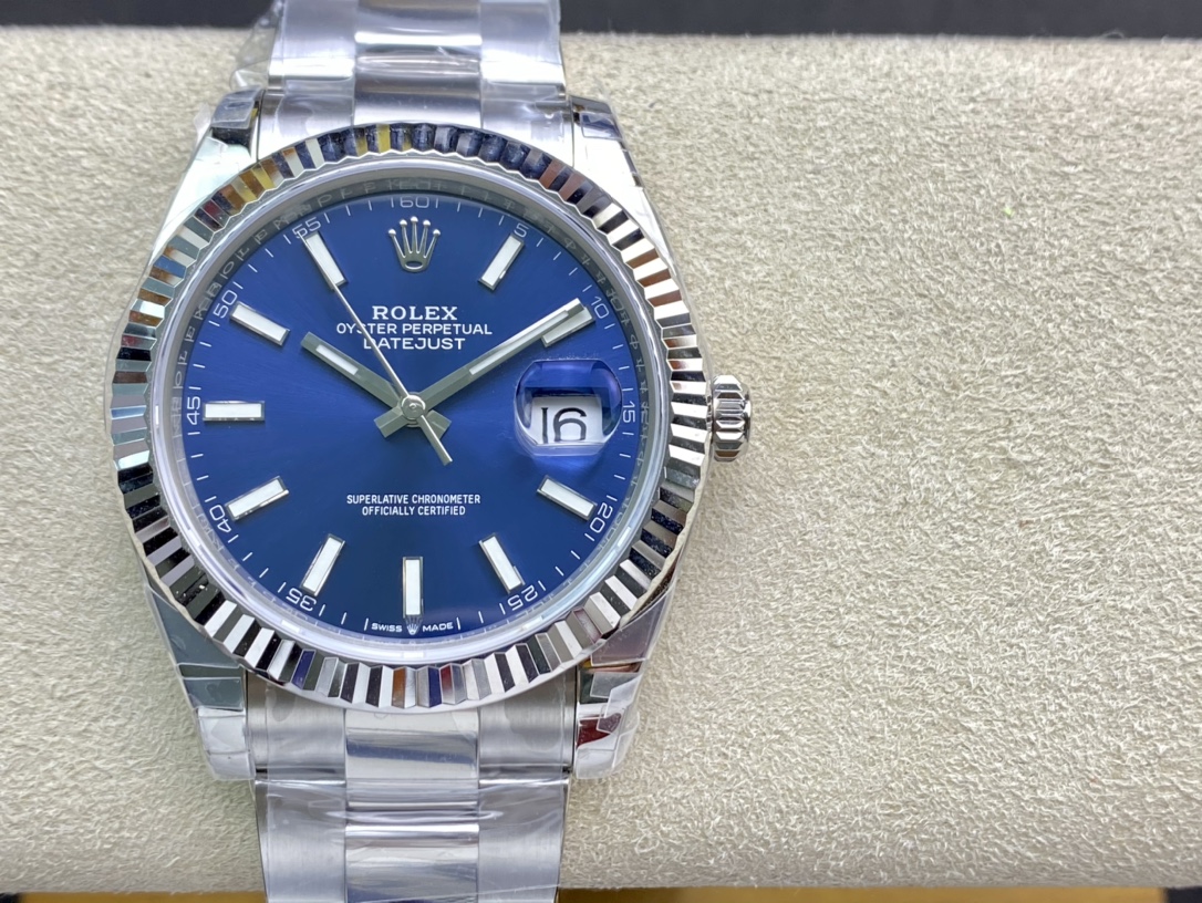 VS Factory Rolex Datejust 41mm Blue Sunburst Dial Fluted Bezel Oyster Bracelet (126334) 1:1 Super Clone – DD3235 Movement