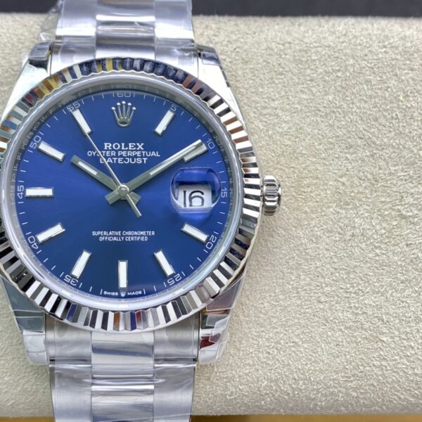 VS Factory Rolex Datejust 41mm Blue Sunburst Dial Fluted Bezel Oyster Bracelet (126334) 1:1 Super Clone – DD3235 Movement