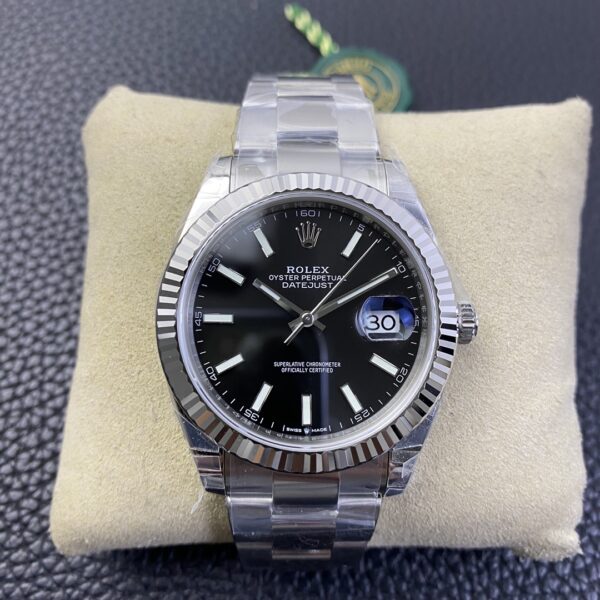 VS Factory Rolex Datejust 41mm Deep Black Dial Fluted Bezel Oyster Bracelet (126334) 1:1 Super Clone – DD3235 Movement