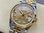 VS Factory Rolex Datejust 36 Two-Tone Yellow Gold Golden Fluted Motif Diamond Dial (126233) 1:1 Super Clone – DD3235 Movement - Image 3