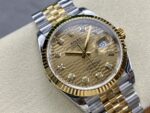 VS Factory Rolex Datejust 36 Two-Tone Yellow Gold Golden Fluted Motif Diamond Dial (126233) 1:1 Super Clone – DD3235 Movement - Image 4