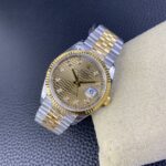 VS Factory Rolex Datejust 36mm Two-Tone Yellow Gold Golden Fluted Motif Diamond Dial Jubilee Bracelet (126233) 1:1 Super Clone – DD3235 Movement - Image 6