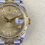 VS Factory Rolex Datejust 36mm Two-Tone Yellow Gold Golden Fluted Motif Diamond Dial Jubilee Bracelet (126233) 1:1 Super Clone – DD3235 Movement - Image 5