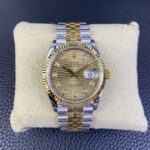 VS Factory Rolex Datejust 36mm Two-Tone Yellow Gold Golden Fluted Motif Diamond Dial Jubilee Bracelet (126233) 1:1 Super Clone – DD3235 Movement - Image 2