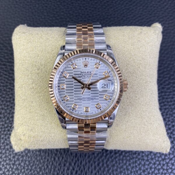 VS Factory Rolex Datejust 36mm Two-Tone Rose Gold Silver Fluted Motif Diamond Dial Jubilee Bracelet (126231) 1:1 Super Clone – DD3235 Movement