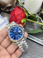 VS Factory Rolex Datejust 41mm Blue Sunburst Dial Fluted Bezel Jubilee Bracelet (126334) 1:1 Super Clone – DD3235 Movement - Image 7