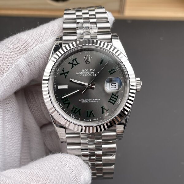 VS Factory Rolex Datejust 41mm Slate “Wimbledon” Dial Fluted Bezel Jubilee Bracelet (126334) 1:1 Super Clone – DD3235 Movement