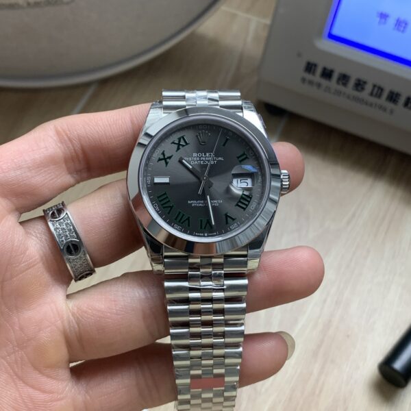 VS Factory Rolex Datejust 41mm Slate “Wimbledon” Dial Smooth Bezel Jubilee Bracelet (126300) 1:1 Super Clone – DD3235 Movement