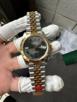 VS Factory Rolex Datejust 41mm Two-Tone Yellow Gold Slate “Wimbledon” Dial Smooth Bezel Jubilee Bracelet (126303) 1:1 Super Clone – DD3235 Movement - Image 5