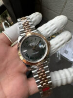 VS Factory Rolex Datejust 41mm Two-Tone Rose Gold Slate “Wimbledon” Dial Smooth Bezel Jubilee Bracelet (126301) 1:1 Super Clone – DD3235 Movement - Image 5