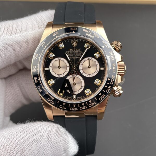 VS Factory Rolex Cosmograph Daytona “Black Diamond” Everose Gold Rubeer Strap(126515LN) 1:1 Super Clone – DD4131 Movement