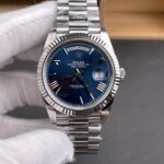 VS Factory (V2) Rolex Day-Date 40mm Blue Sunburst Roman Dial Fluted Bezel President Bracelet (228239) 1:1 Super Clone – DD3255 Movement