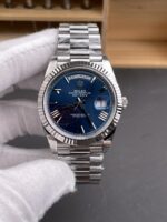 VS Factory (V2) Rolex Day-Date 40mm Blue Sunburst Roman Dial Fluted Bezel President Bracelet (228239) 1:1 Super Clone – DD3255 Movement - Image 2