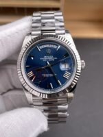 VS Factory (V2) Rolex Day-Date 40mm Blue Sunburst Roman Dial Fluted Bezel President Bracelet (228239) 1:1 Super Clone – DD3255 Movement - Image 3