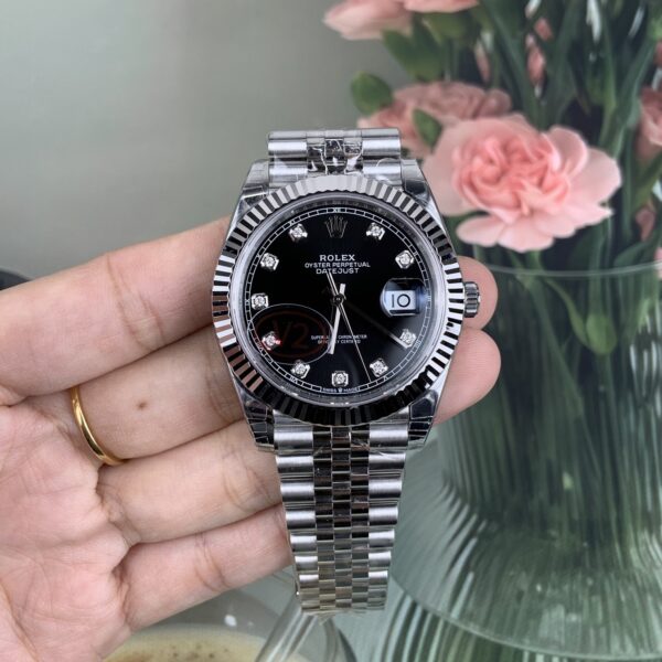 VS Factory (V2) Rolex Datejust 41mm Deep Black Diamond Dial Fluted Bezel Jubilee Bracelet (126334) 1:1 Super Clone – DD3235 Movement