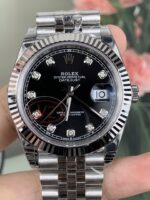 VS Factory (V2) Rolex Datejust 41mm Deep Black Diamond Dial Fluted Bezel Jubilee Bracelet (126334) 1:1 Super Clone – DD3235 Movement - Image 3