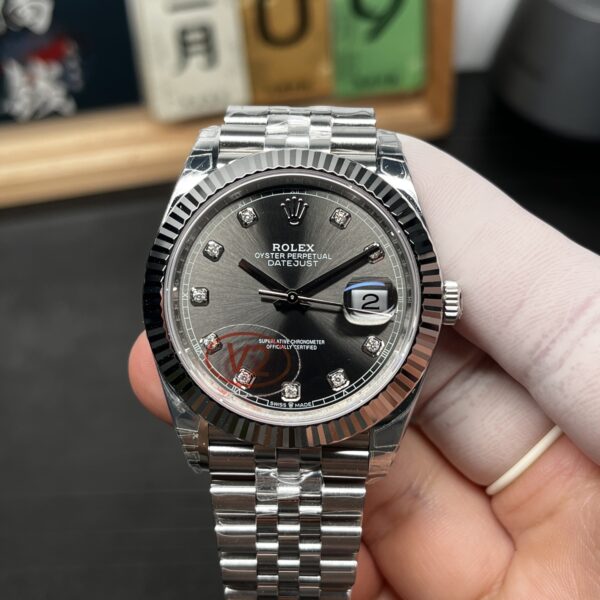 VS Factory (V2) Rolex Datejust 41mm Sunburst Slate Diamond Dial Fluted Bezel Jubilee Bracelet (126334) 1:1 Super Clone – DD3235 Movement