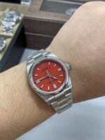 VS Factory Rolex Oyster Perpetual 36mm Coral Red Dial Smooth Bezel Oyster Bracelet (126000) 1:1 Super Clone – DD3230 Movement - Image 10