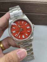 VS Factory Rolex Oyster Perpetual 41mm Coral Red Dial Smooth Bezel Oyster Bracelet (124300) 1:1 Super Clone – DD3230 Movement - Image 3