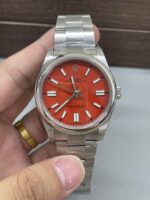 VS Factory Rolex Oyster Perpetual 41mm Coral Red Dial Smooth Bezel Oyster Bracelet (124300) 1:1 Super Clone – DD3230 Movement - Image 2