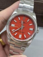 VS Factory Rolex Oyster Perpetual 41mm Coral Red Dial Smooth Bezel Oyster Bracelet (124300) 1:1 Super Clone – DD3230 Movement - Image 4