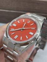 VS Factory Rolex Oyster Perpetual 41mm Coral Red Dial Smooth Bezel Oyster Bracelet (124300) 1:1 Super Clone – DD3230 Movement - Image 5