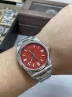 VS Factory Rolex Oyster Perpetual 41mm Coral Red Dial Smooth Bezel Oyster Bracelet (124300) 1:1 Super Clone – DD3230 Movement - Image 7