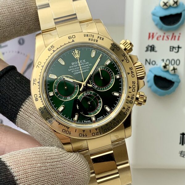 VS Factory Rolex Cosmograph Daytona Full Yellow Gold “John Mayer” Green Dial (116508) 1:1 Super Clone – DD4130 Movement