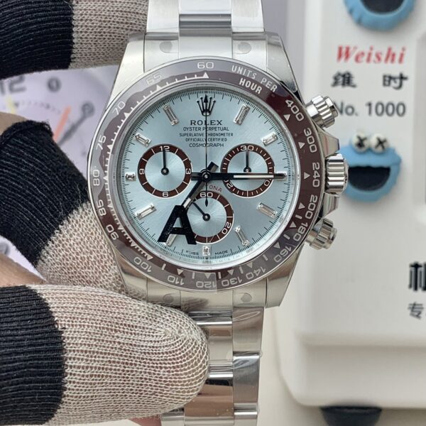VS Factory Rolex Cosmograph Daytona “Platona” Ice Blue Baguette Diamond Dial (126506) 1:1 Super Clone – DD4131 Movement