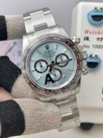 VS Factory Rolex Cosmograph Daytona “Platona” Ice Blue Baguette Diamond Dial (126506) 1:1 Super Clone – DD4131 Movement - Image 3