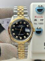 VS Factory Rolex Datejust 36mm Two-Tone Yellow Gold Black Diamond Dial Jubilee Bracelet (126233) 1:1 Super Clone – DD3235 Movement