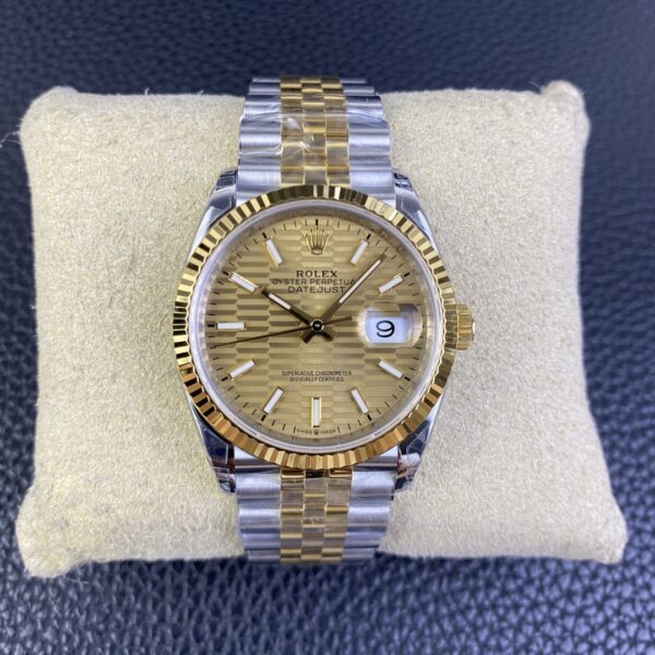 VS Factory Rolex Datejust 36mm Two-Tone Yellow Gold Fluted Motif Dial Jubilee Bracelet(126233) 1:1 Super Clone – DD3235 Movement