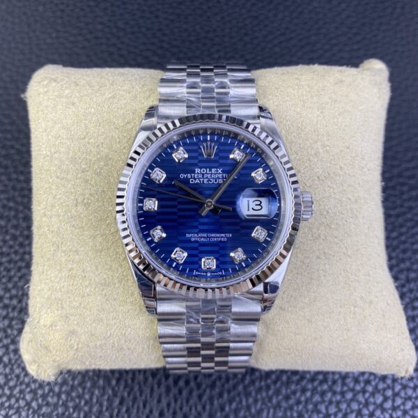 VS Factory Rolex Datejust 36mm Blue Fluted Motif Diamond Dial Jubilee Bracelet (126234) 1:1 Super Clone – DD3235 Movement