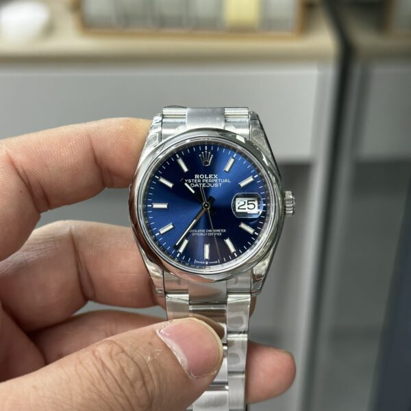 VS Factory Rolex Datejust 36mm Sunburst Blue Dial Smooth Bezel Oyster Bracelet (126200) 1:1 Super Clone – DD3235 Movement