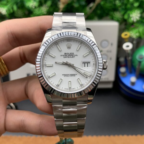 VS Factory Rolex Datejust 41mm Pure White Dial Fluted Bezel Oyster Bracelet (126334) 1:1 Super Clone – DD3235 Movement