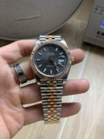 VS Factory Rolex Datejust 41mm Two-Tone Rose Gold Slate Black Fluted Motif Dial Jubilee Bracelet (126331) 1:1 Super Clone – DD3235 Movement