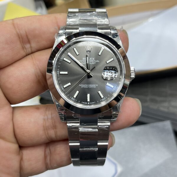 VS Factory Rolex Datejust 41mm Sunburst Slate Dial Smooth Bezel Oyster Bracelet (126300) 1:1 Super Clone – DD3235 Movement