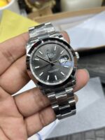 VS Factory Rolex Datejust 41mm Sunburst Slate Dial Smooth Bezel Oyster Bracelet (126300) 1:1 Super Clone – DD3235 Movement - Image 4
