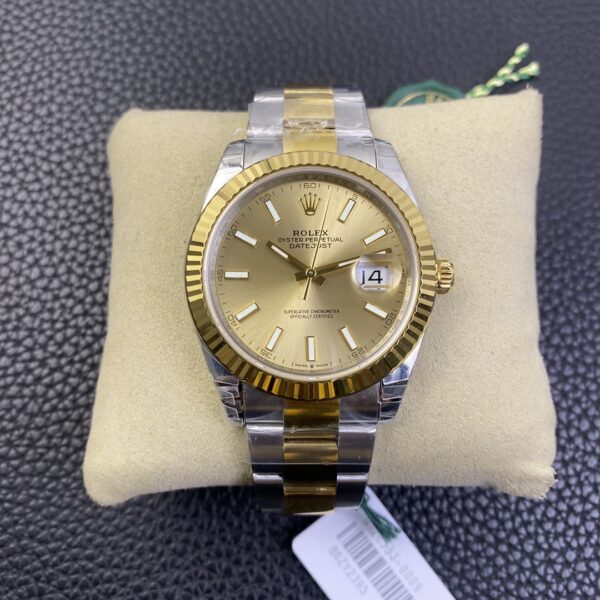 VS Factory Rolex Datejust 41mm Champagne Sunburst Dial Fluted Bezel Oyster Bracelet (126333) 1:1 Super Clone – DD3235 Movement