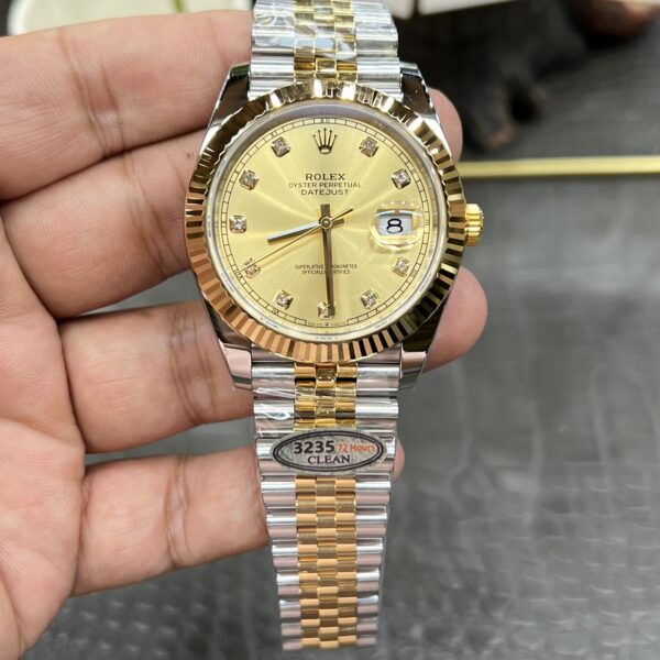 VS Factory Rolex Datejust 41mm Champagne Diamond Dial Fluted Bezel Jubilee Bracelet (126333) 1:1 Super Clone – DD3235 Movement